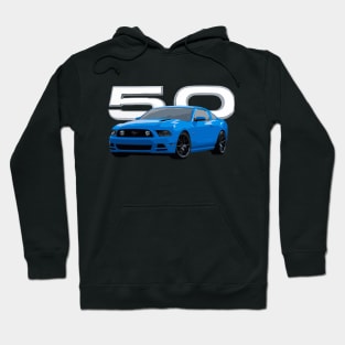 GT Mustang Grabber Blue 5.0 V8 Classic Hoodie